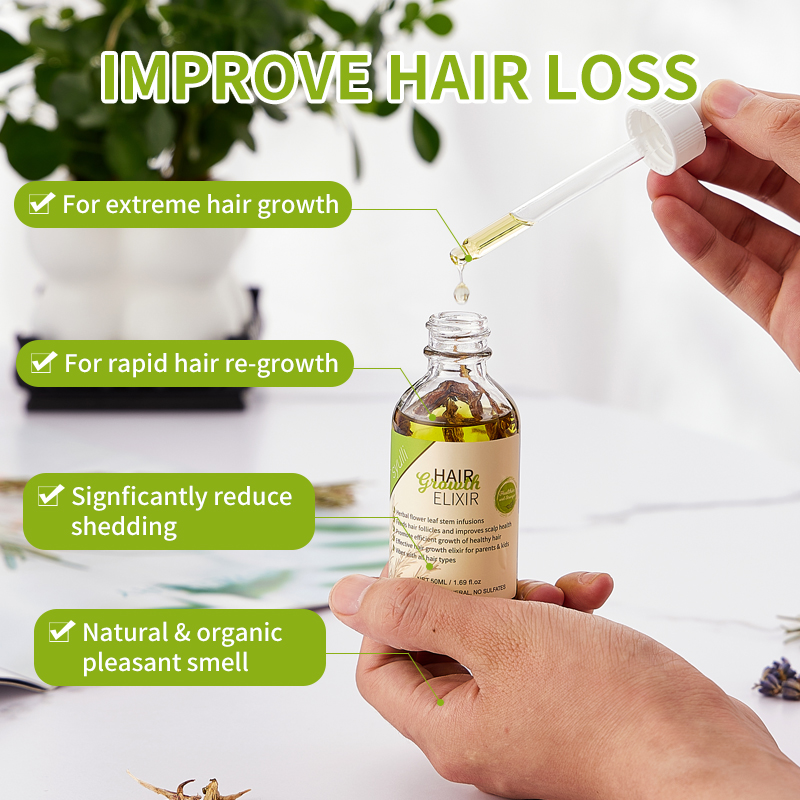 Ramuan Penumbuh Rambut Herbal dengan Rosemary & Peppermint | 8 Ekstrak Tumbuhan | Perawatan Kulit Kepala | OEM/ODM