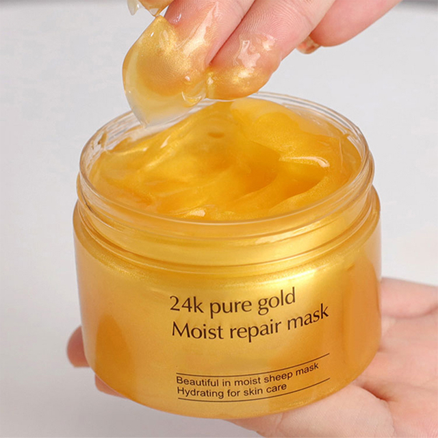 Masker Wajah Tidur Emas 24K Label Pribadi