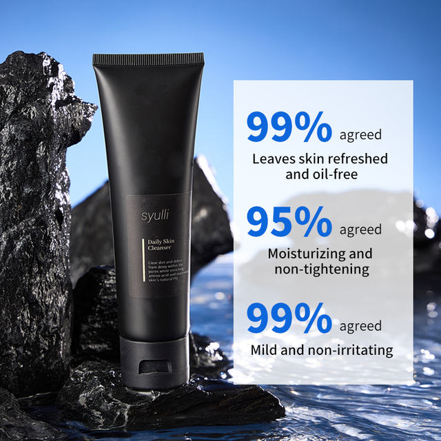 Label Pribadi Pembersih Krim Harian Organik Alami Pembersihan Dalam Pengontrol Minyak Pembersih Wajah Pria Asam Amino Lembut