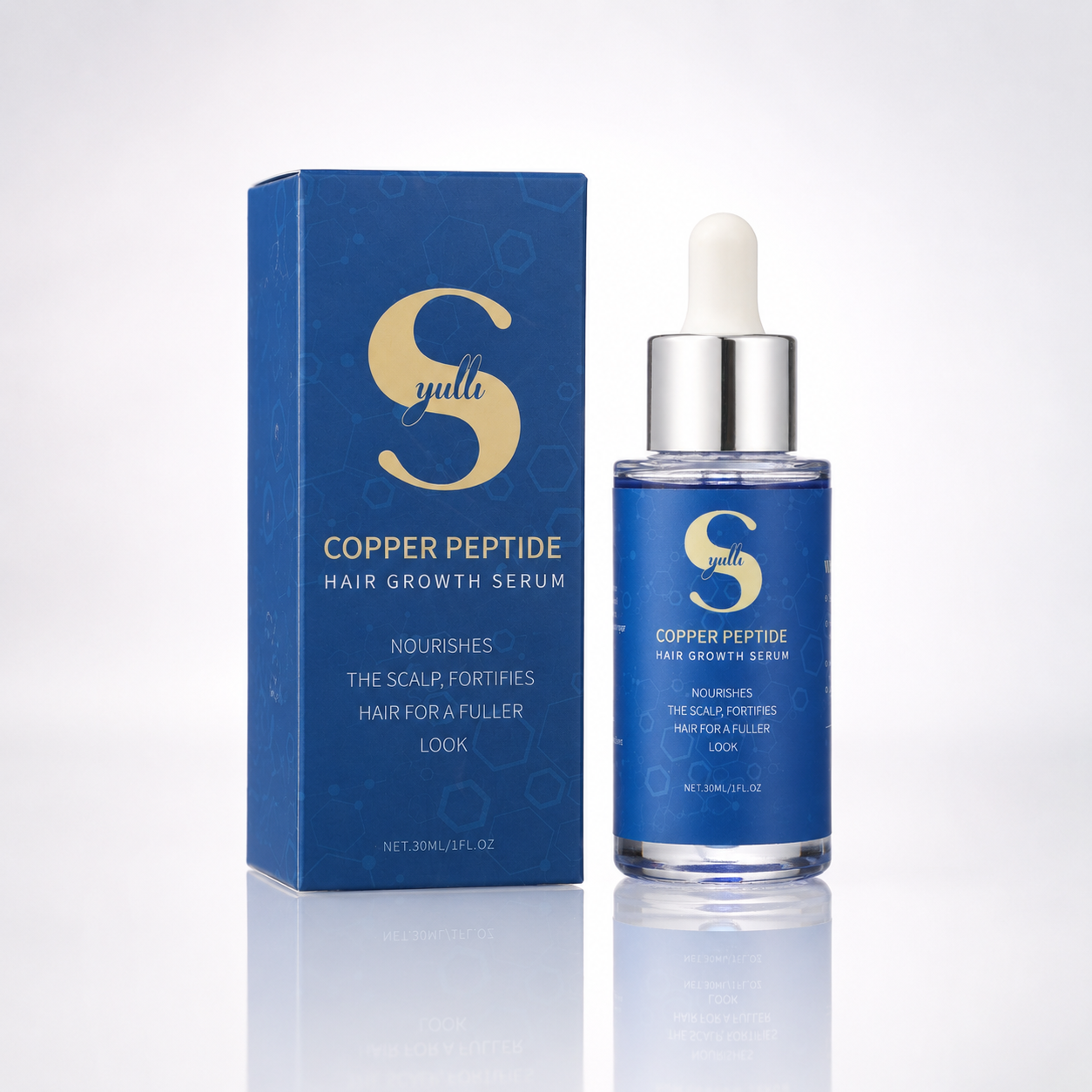 Syulli 1% Serum Penumbuh Rambut Peptida Tembaga, Anti Rambut Rontok, Campuran Minyak Biji Tanaman, 1Ml X 55